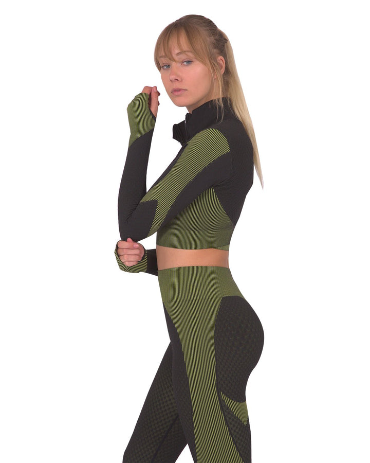 Trois Seamless Sports Jacket - Black With Green