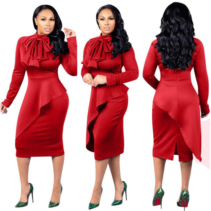 Winter slim hip midi women night club clothes pencil dresses plus size