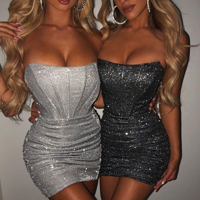 Womens wear European party nght club style shoulder dress
