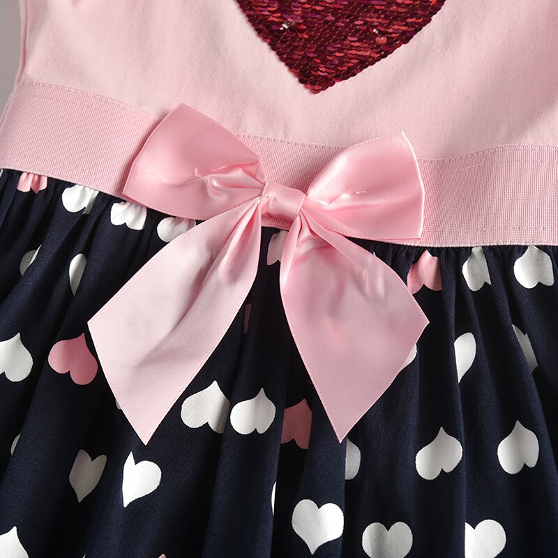 DXTON 2022 Girls Clothes New Summer Girls Dresses Flying Sleeve Princess Dress Sequin Heart Girls Vestidos Casual Children Dress