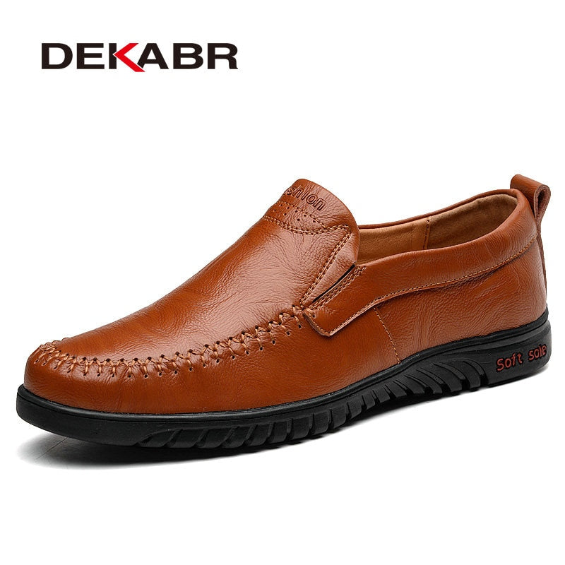 DEKABR Men Shoes Genuine Leather Comfortable Men Casual Shoes Footwear Chaussures Flats Men Slip on Lazy Shoes Zapatos Hombre