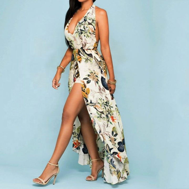 Women off shoulder flower beach dress