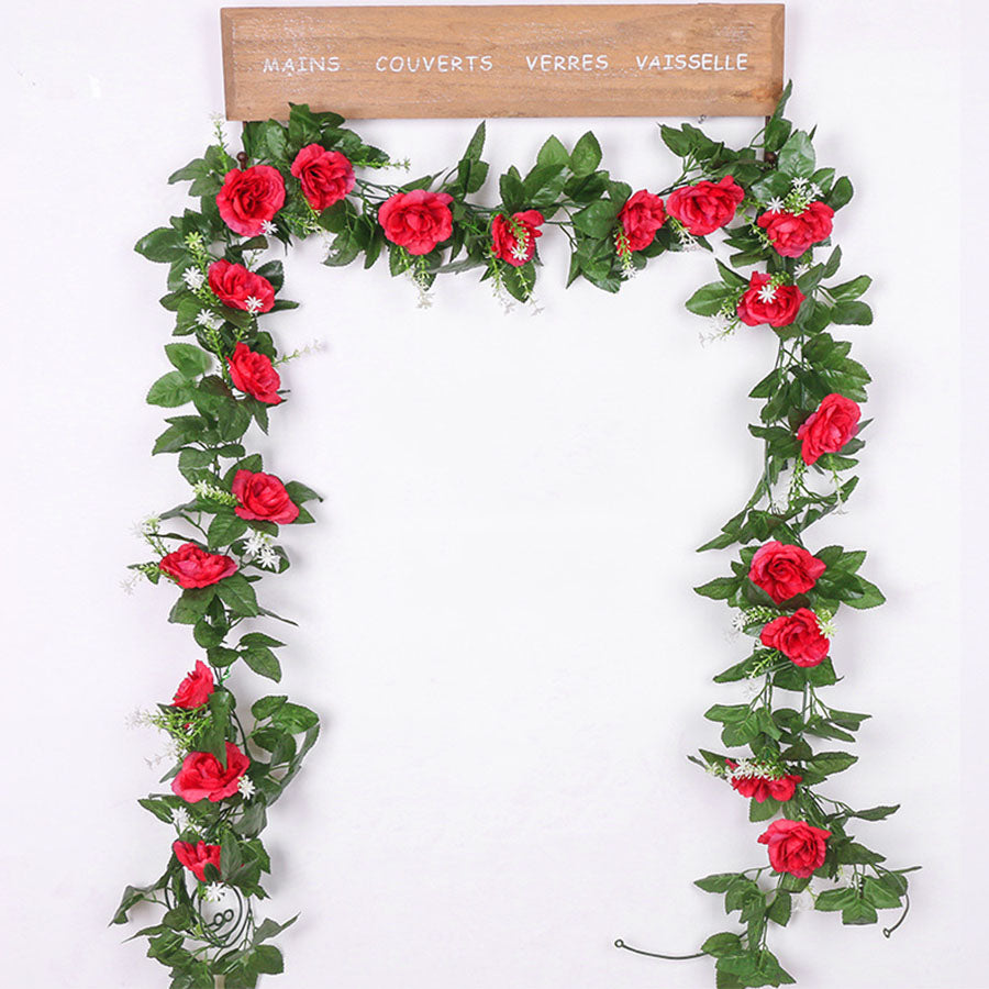 Silk artificial rose vine hanging flowers for wall décor