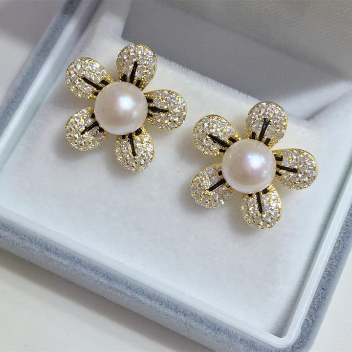 Real freshwater pearl earring 925 sterling silver with gold plated