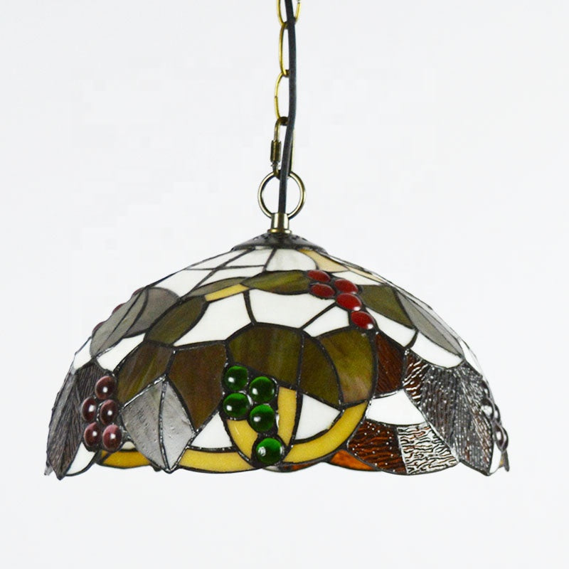 LongHuiJing Tiffany Fallen Leaves Chandelier Stained Glass Pendant Lamps Tiffany Lights