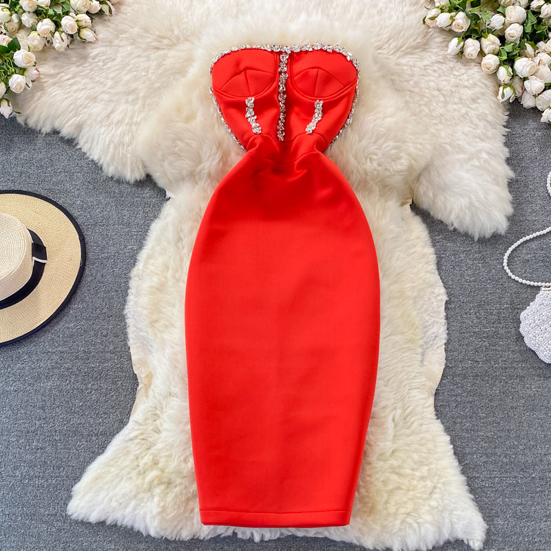 Womens sleeveless luxury party tube top dress clothes
