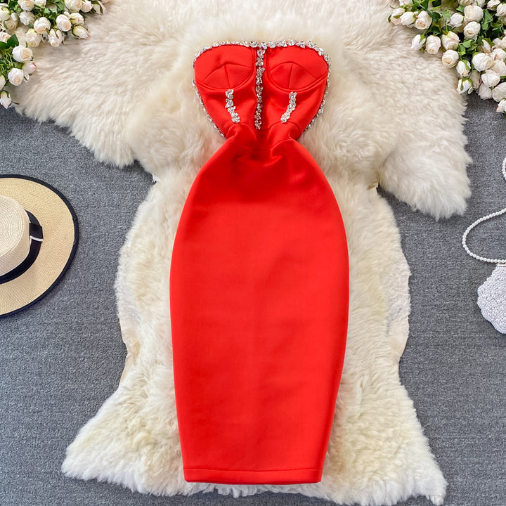 Womens sleeveless luxury party tube top dress clothes
