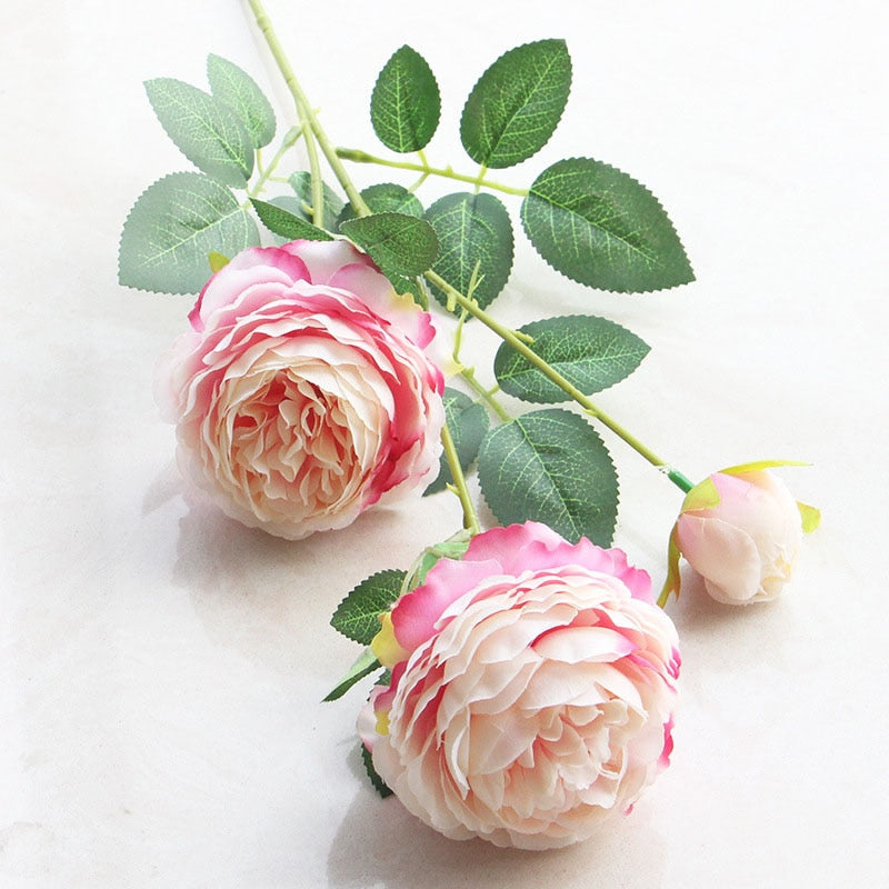 Beautiful rose peony artificial silk flowers small bud wedding bouquet décor