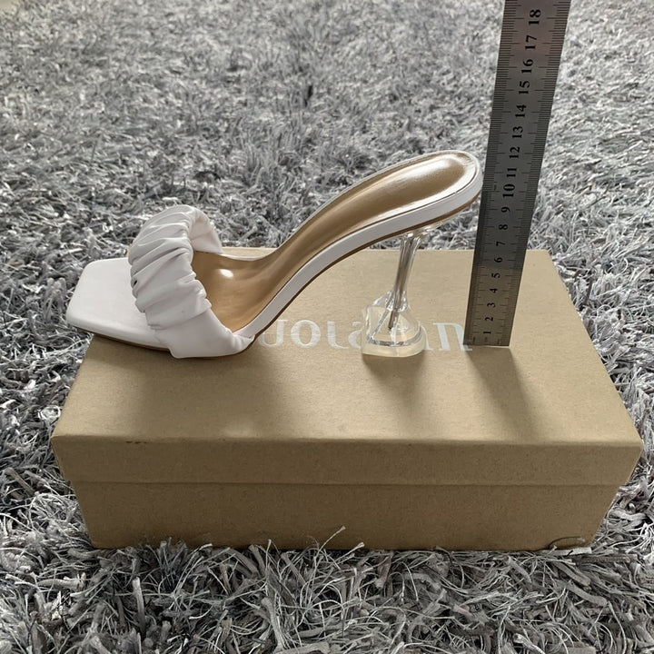 Summer Women Sandals Square Toe Ladies Transparent Heel Mules Sexy High Heels Sandals Slippers Female Fashion Woman Shoes