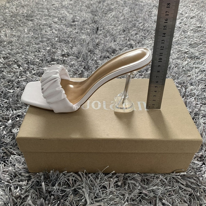 summer womens sandals square toe transparent heel mules high heels Apparel & Accessories > Shoes