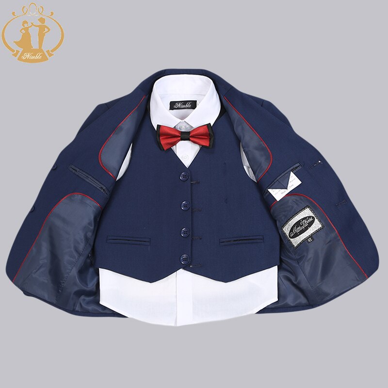 Nimble Boys Formal Suit Three Pieces Hot Sale Classical Kids Winter Wear Flat Single Breasted Baby Boy Clothes Formal Boys 2021