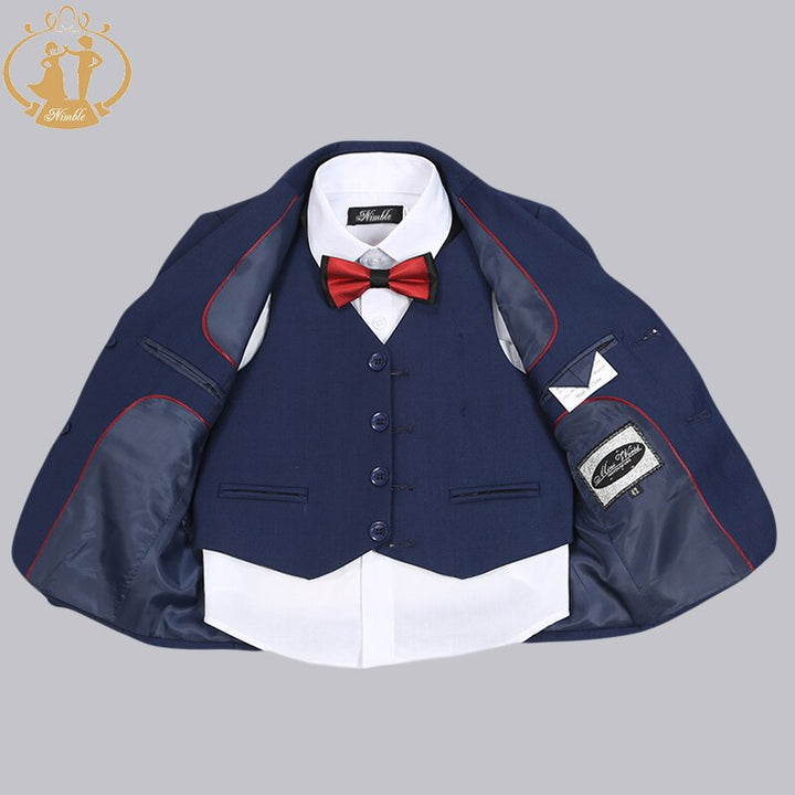 Nimble Boys Formal Suit Three Pieces Hot Sale Classical Kids Winter Wear Flat Single Breasted Baby Boy Clothes Formal Boys 2021