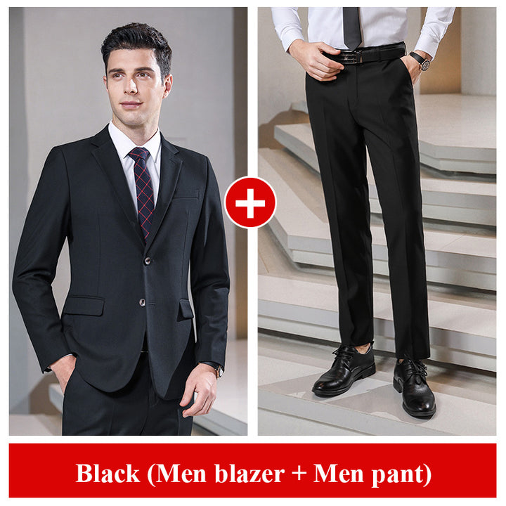 Wholesales 2 Piece Suit Fashion Business Formal Same Style for Men and Women Plus Size Men Pant Suit Jacket Office Work Blazer