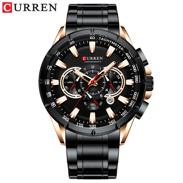 Mens-waterproof chronograph military stainless steel top brand luxury sport-watches