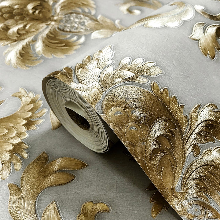 3D Wallpaper European Style Luxury Golden Damascus Wallpapers Roll Living Room TV Sofa Bedroom Home Decor PVC Vinyl Wall Papers