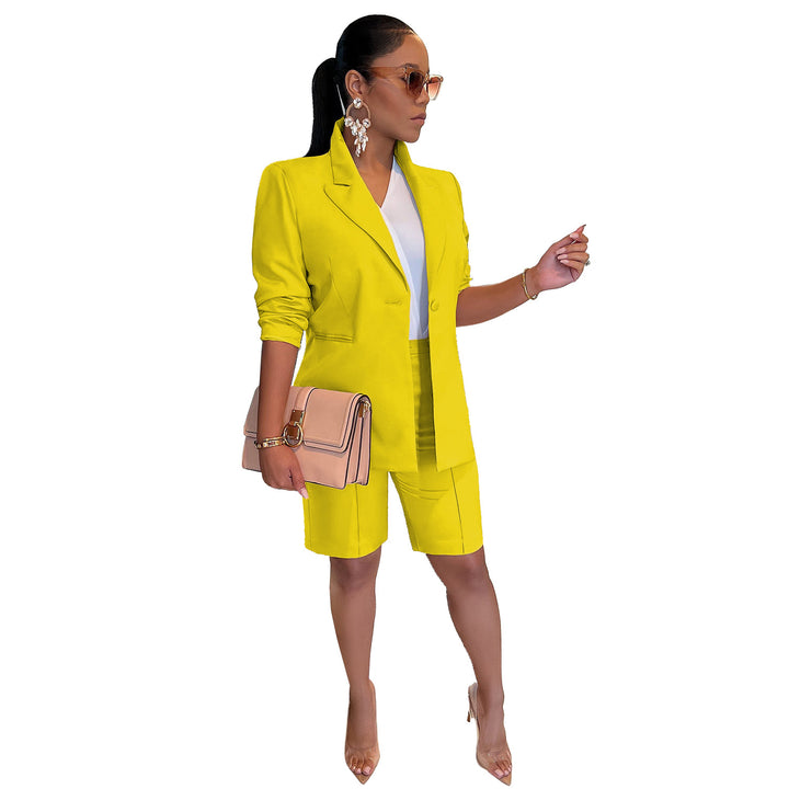 Womens knee length pants suit matching blazer 2 pc set sweatsuit tracksuit