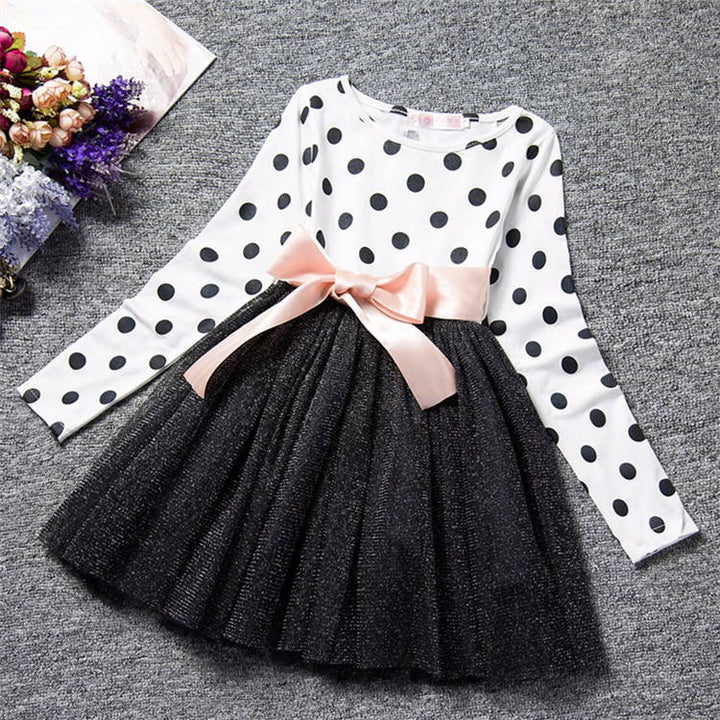 Winter Baby Dress for Girl Long Sleeve Princess Girls Dresses Polka Dot Little Baby Birthday Party Dress Casual Kids Clothes