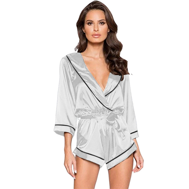 Hign quality women sleepwear solid satin pyjamas