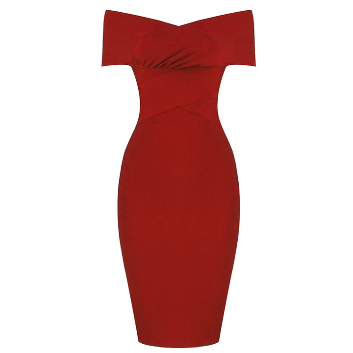 2020 New Summer Women Bodycon Bandage Dress Sexy Off the Shoulder Club Dress Midi Celebrity Party Dress