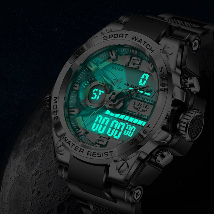 Digital meds military watch 50m waterproof led quartz sport