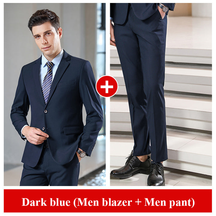 Wholesales 2 Piece Suit Fashion Business Formal Same Style for Men and Women Plus Size Men Pant Suit Jacket Office Work Blazer