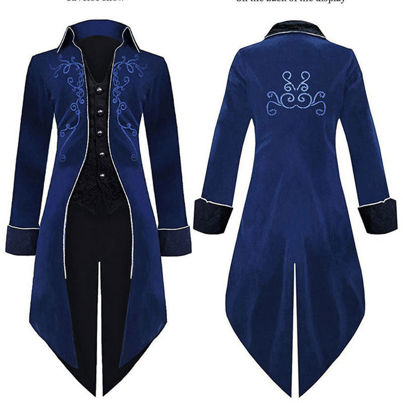 Mens steampunk costume tailcoat jacket gothic magician ringmaster coat