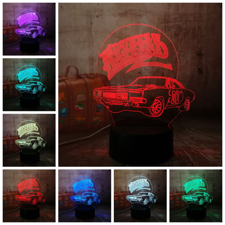 Remote control jeep car 7 color dimming gradient rgb 3d led night lamp décor