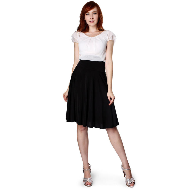 Evanese Women's Double Sleeves Pleat Top and a Line Circle Skirt Cocktail Dress