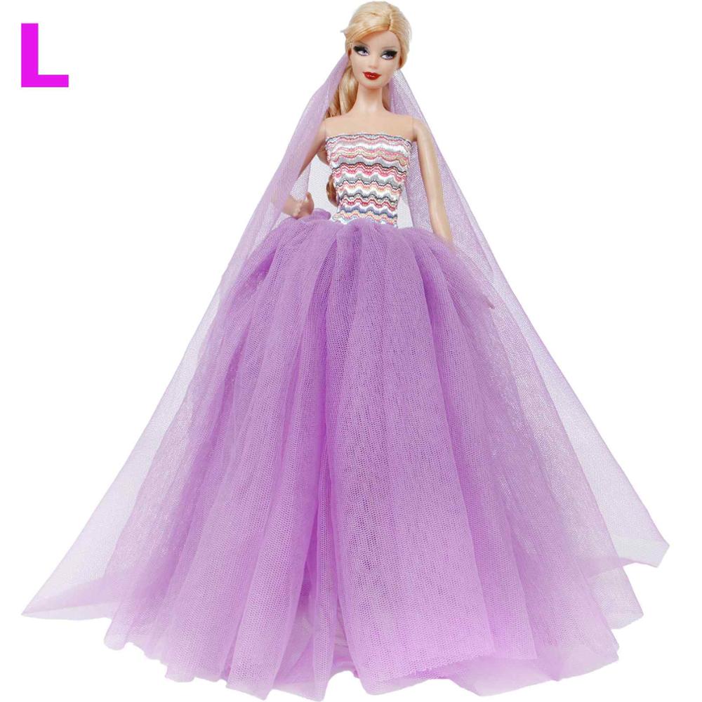 Handmade Wedding Doll Dress Princess Evening Party Ball Long Gown Skirt Bridal Veil Clothes for Barbie Doll Accessories DIY Toy