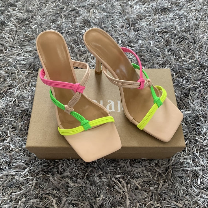 Sandals slippers women Apparel & Accessories > Shoes square toe high heels