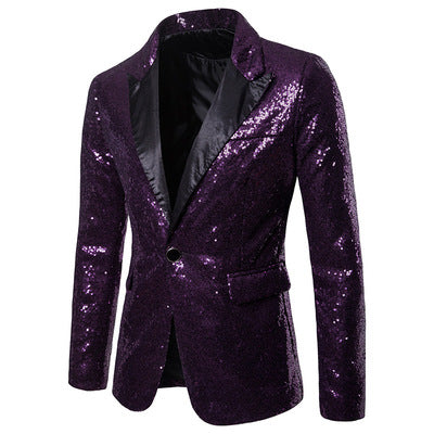 Men Glitter Sequin Suit Jackets Fancy Show Costume Party Coats Men Wedding Party Blazer Gentleman Button Dance Bling Formal Suit