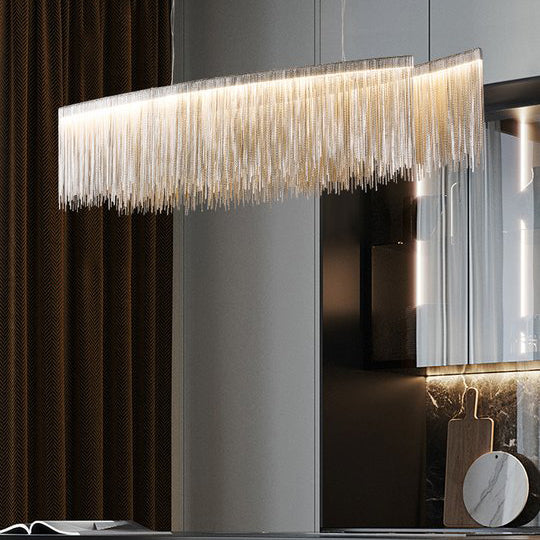 Modern Light Luxury Lamp Bar Rose Gold Dimmable Tassel Restaurant Chandelier