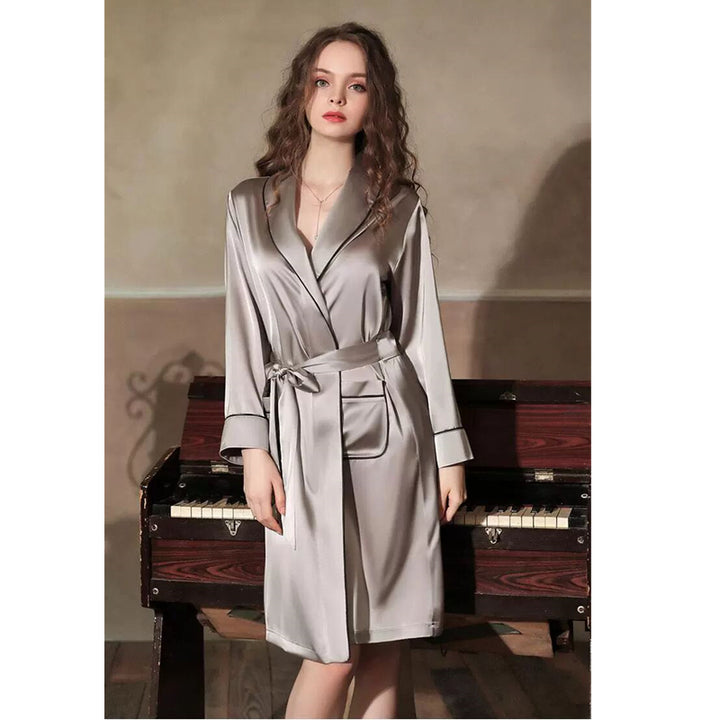 Long sleeve women robes sleepwear pajamas silk satin sleepwear