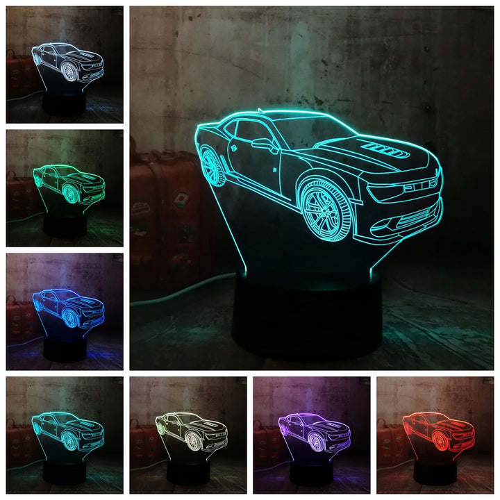 Remote control jeep car 7 color dimming gradient rgb 3d led night lamp décor