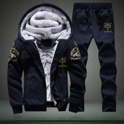 Coldker Men Winter Outfits Casual Tracksuits Warm Clothes Men Two Piece Outfits Fashion Sets