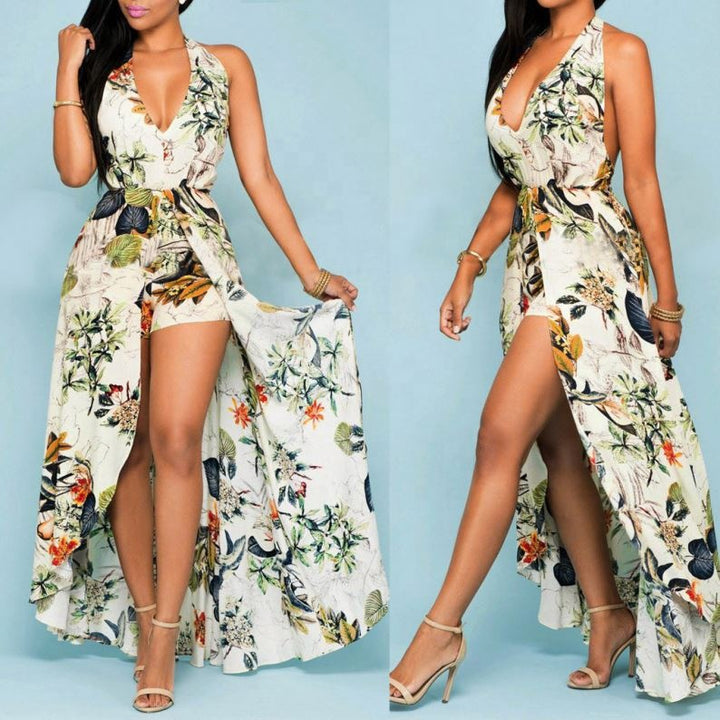 Women off shoulder flower beach dress