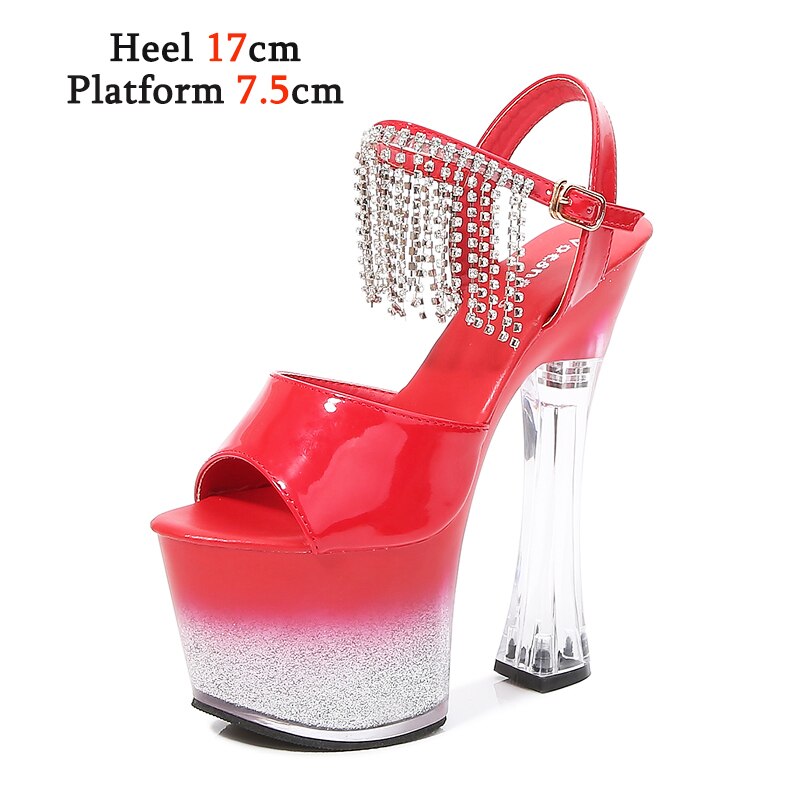 Shuzumiao Sandals 2021 Summer New Patent Leather Platform Square Heel Fashion Fringe Party womens shoes