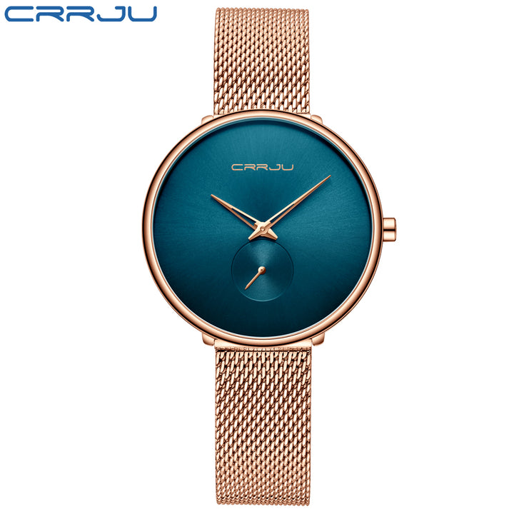 Mesh gold band quartz womens watches