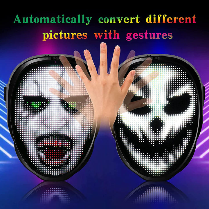 Diy patterns led glowing scary programmable halloween led full face mask