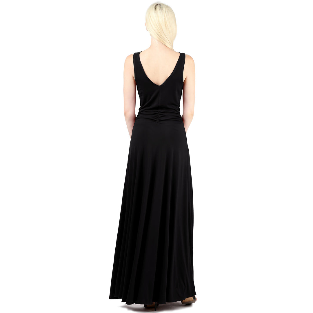 Evanese Women's Classic Elegant Cowlneck Sexy Long Gown Sleeveless Dress