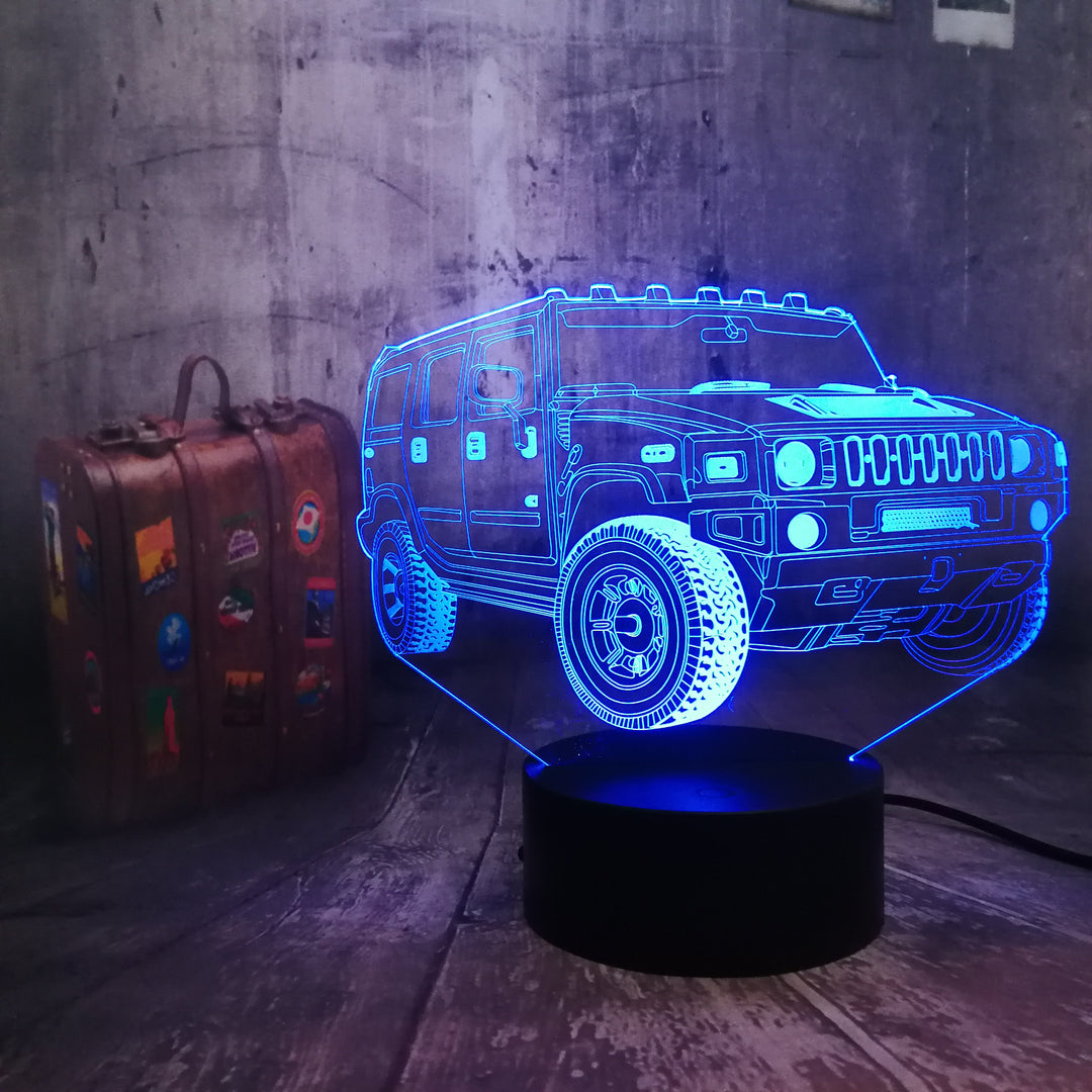 Remote control jeep car 7 color dimming gradient rgb 3d led night lamp décor