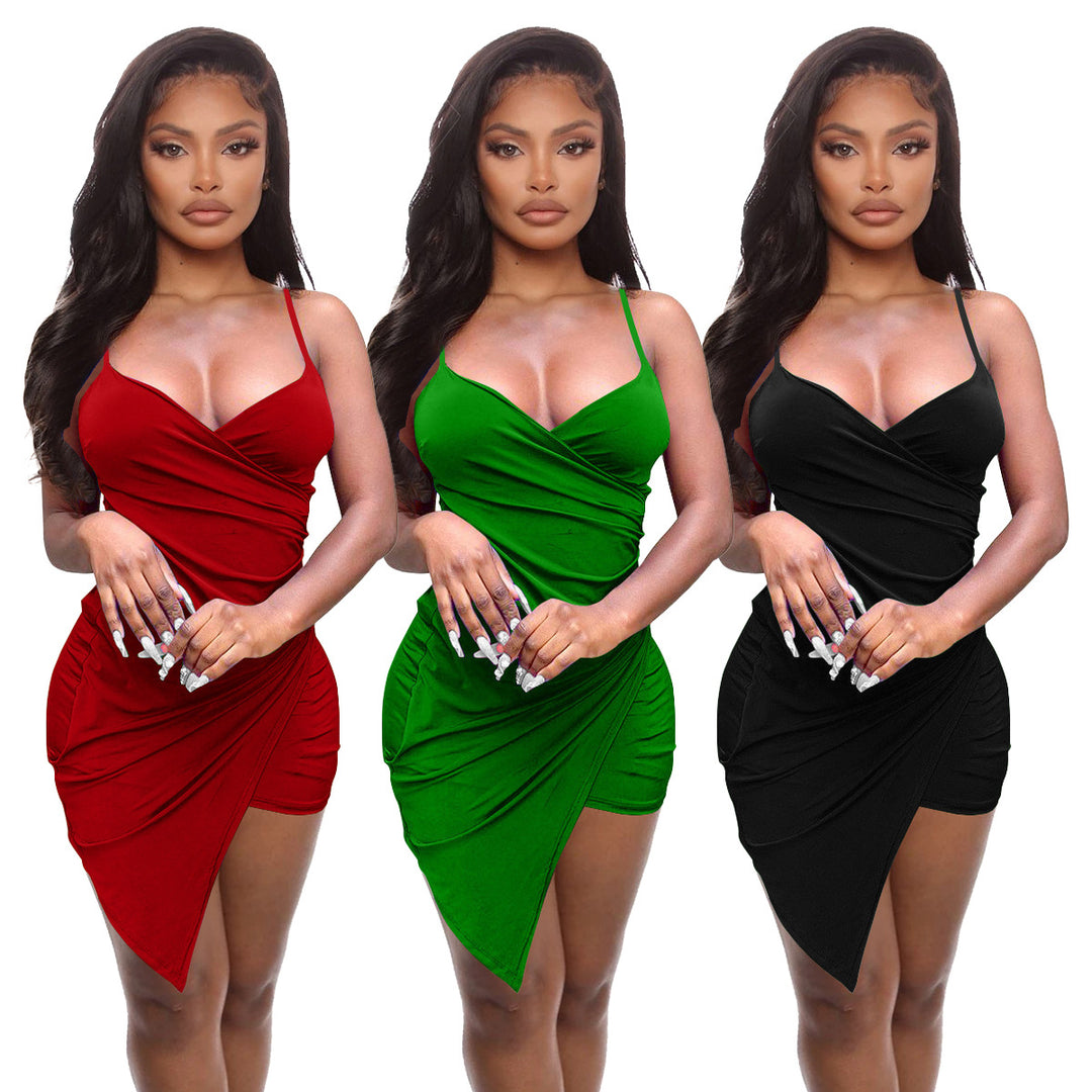 Deep v Off-The-Shoulder Dress Women's Party Hip Dress