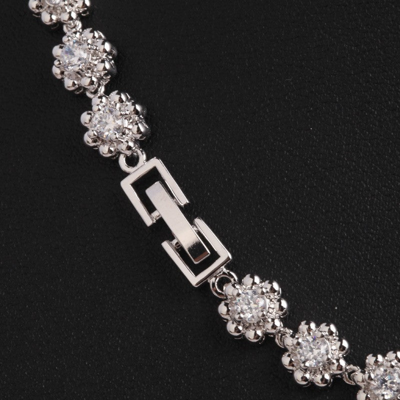 Luxury white gold plated diamond bridal earring necklace jewelry set