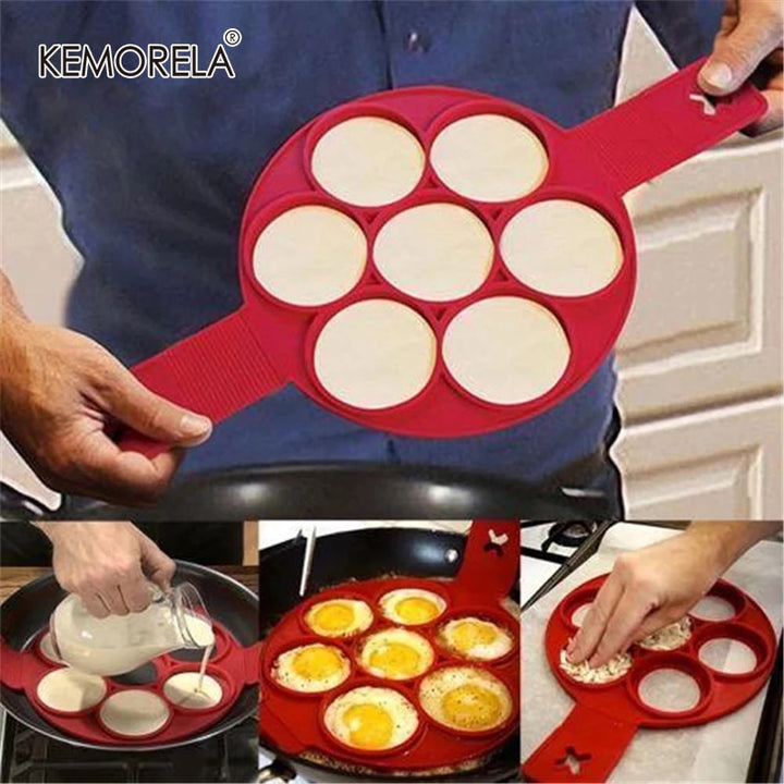 egg flip pancake ring omelette nonstick cooker pan maker mold silicon