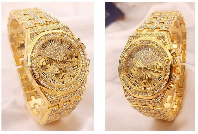 Luxury mens iced out bling mirco pave 5a cz zircon wrist quartz watch