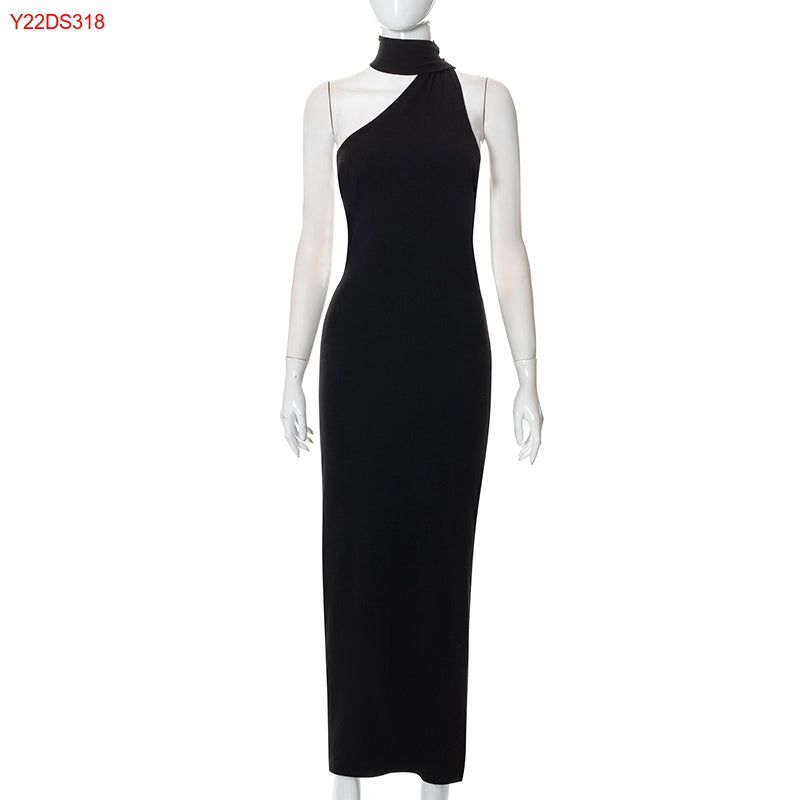 Elegant Summer Partywear Black Backless Fashion Dress