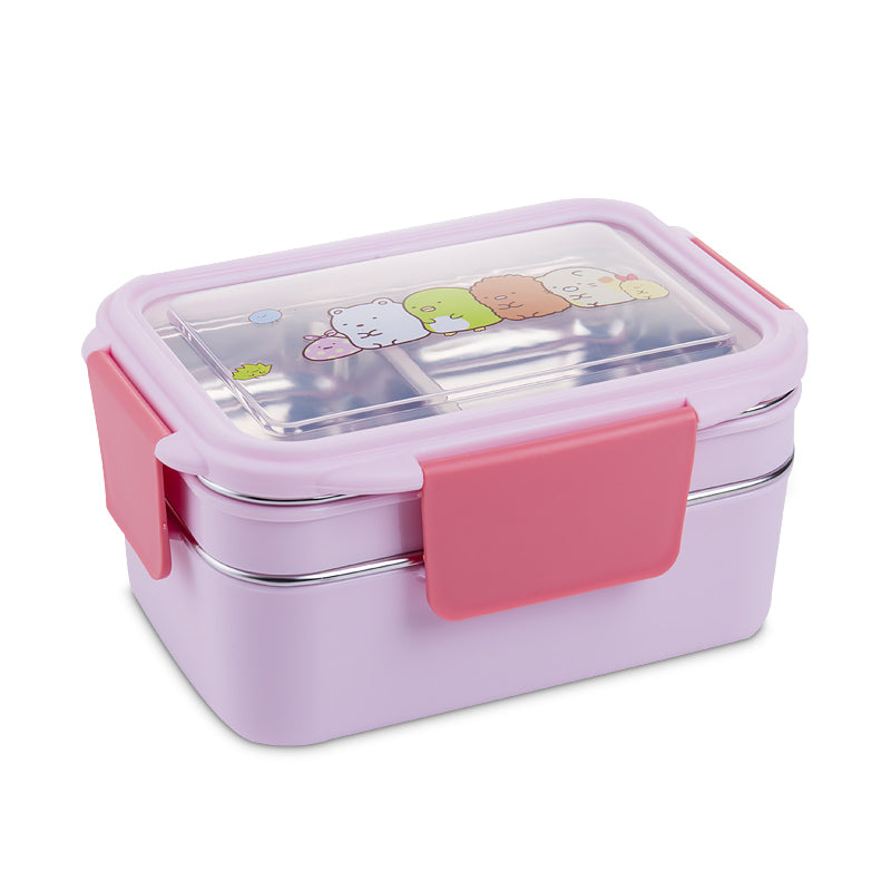 Cartoon lunch box stainless steel double layer food container for kids