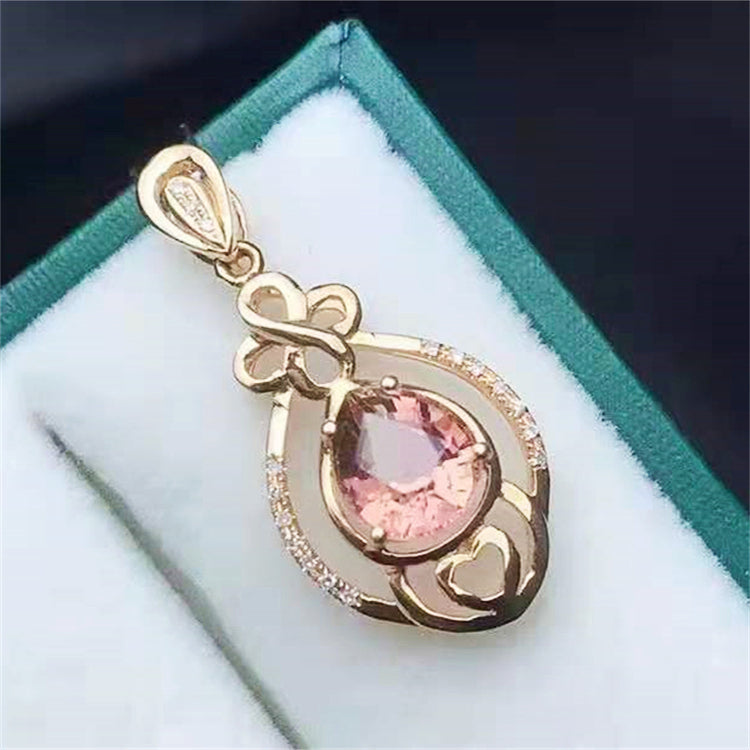 SGARIT Wholesale Jewelry Gemstone Pendant Engagement Jewelry 18k Rose Gold 1.36ct Genuine Tourmaline Pendant for Women