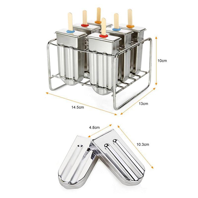 Stainless steel popsicle ice cream lolly mold with holder