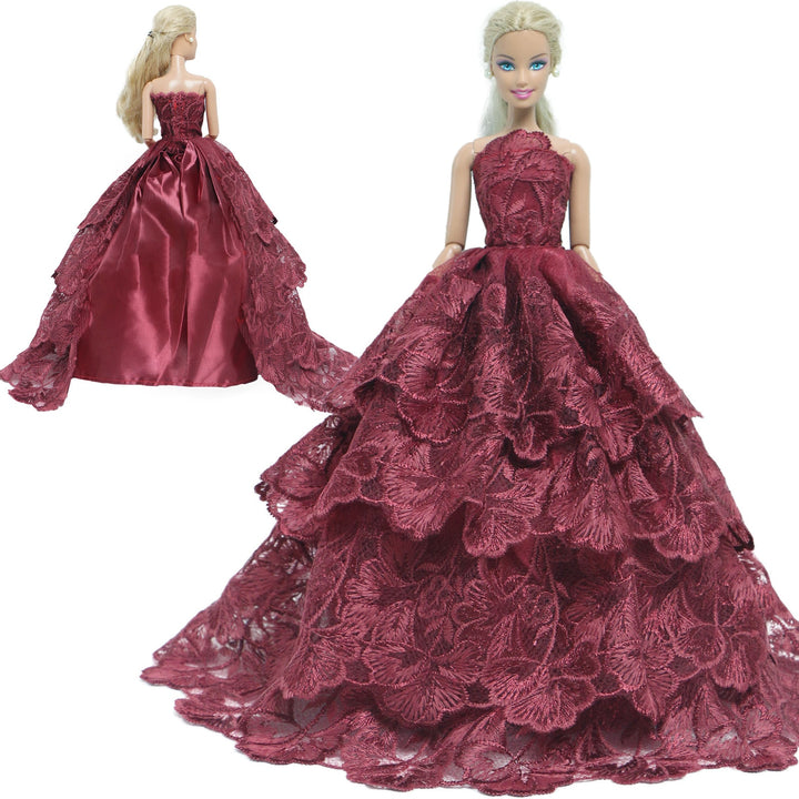 Handmade Wedding Doll Dress Princess Evening Party Ball Long Gown Skirt Bridal Veil Clothes for Barbie Doll Accessories DIY Toy